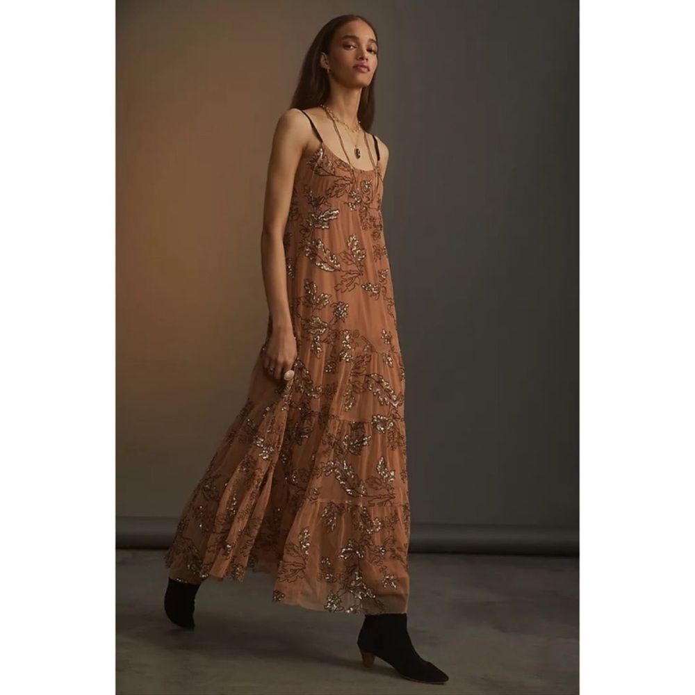 Anthropologie Maeve Sequined Tulle Maxi Dress Size XXS - Picture 7 of 14